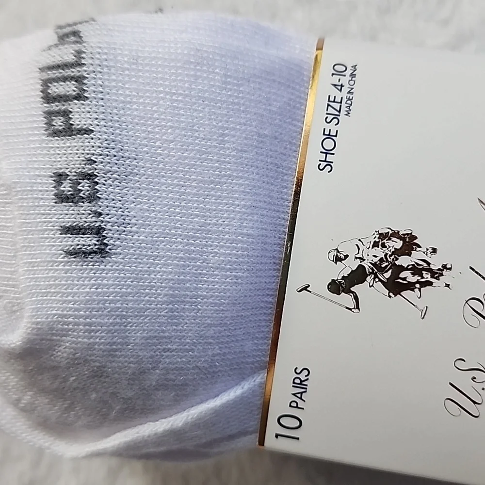 U.S. Polo Assn. Men's White Quarter Crew Socks - 10 Pairs